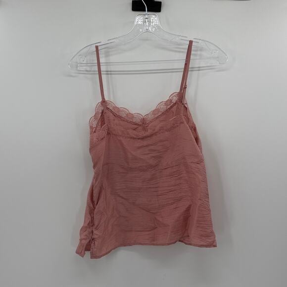 Y2K Old Navy Lace trim 100% Silk Cami Tank Top - Mauve - Small - Picture 7 of 7